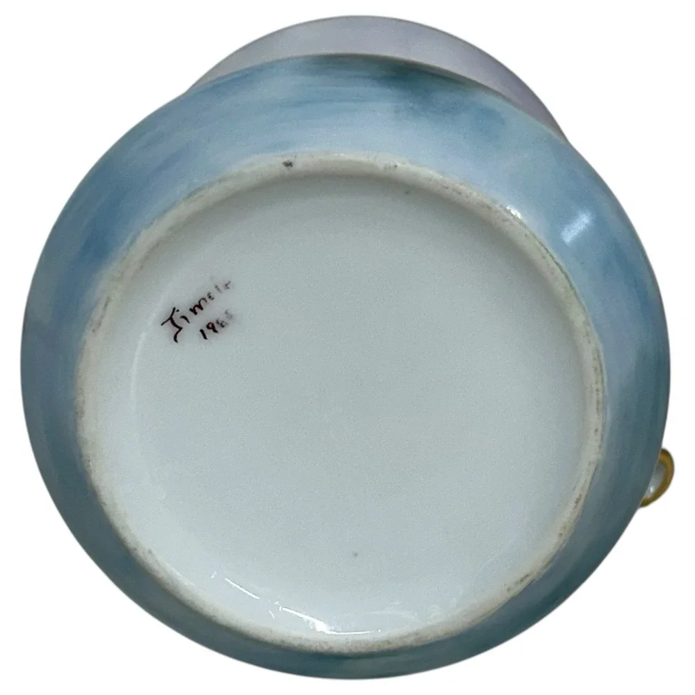 Kyusu‎ Japanese Teapot Hand Painted Signed Sansui Porcelain Fisherman Fuji VTG